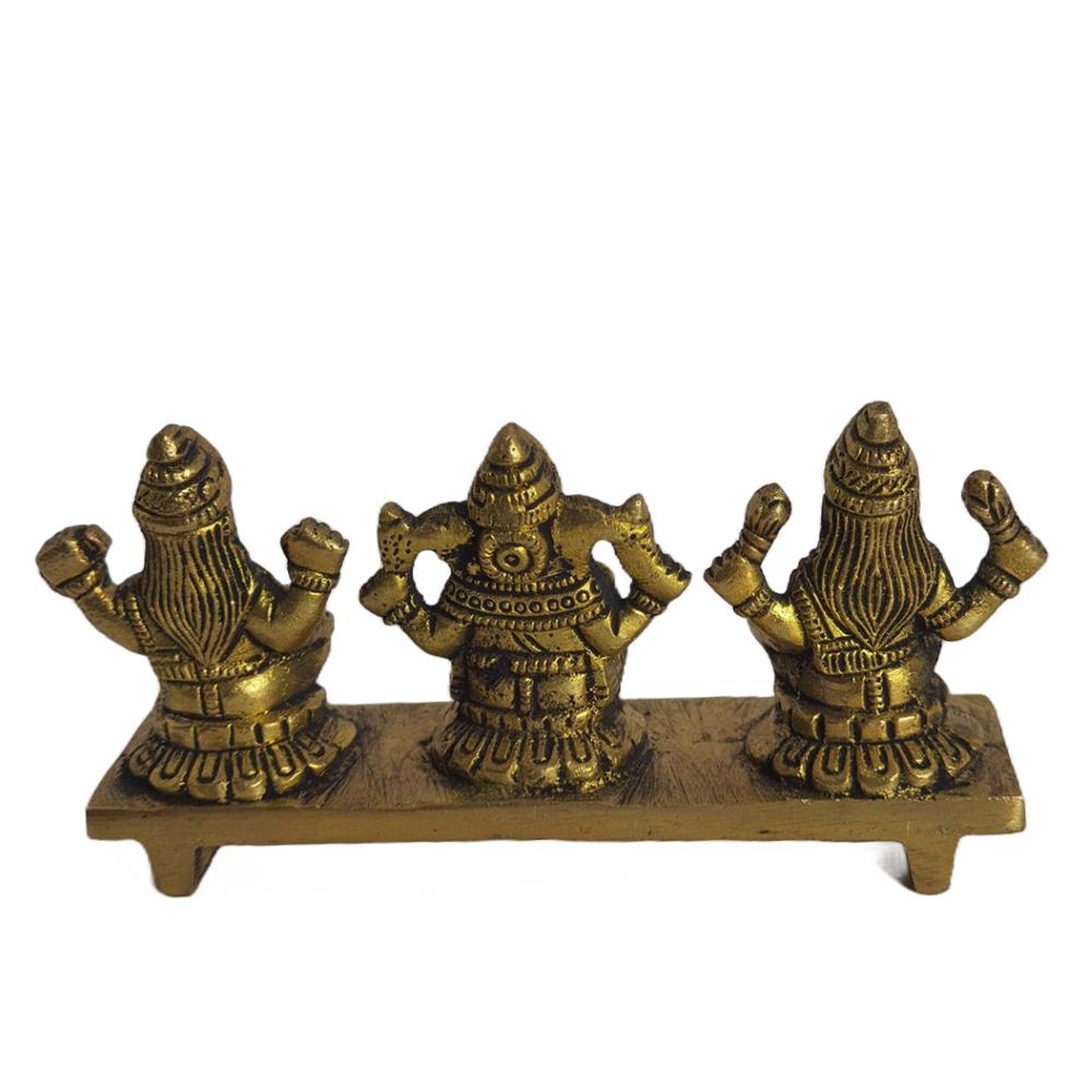 Brass Antique Ganapathi Lakshmi Saraswathi Devi Idols Stand