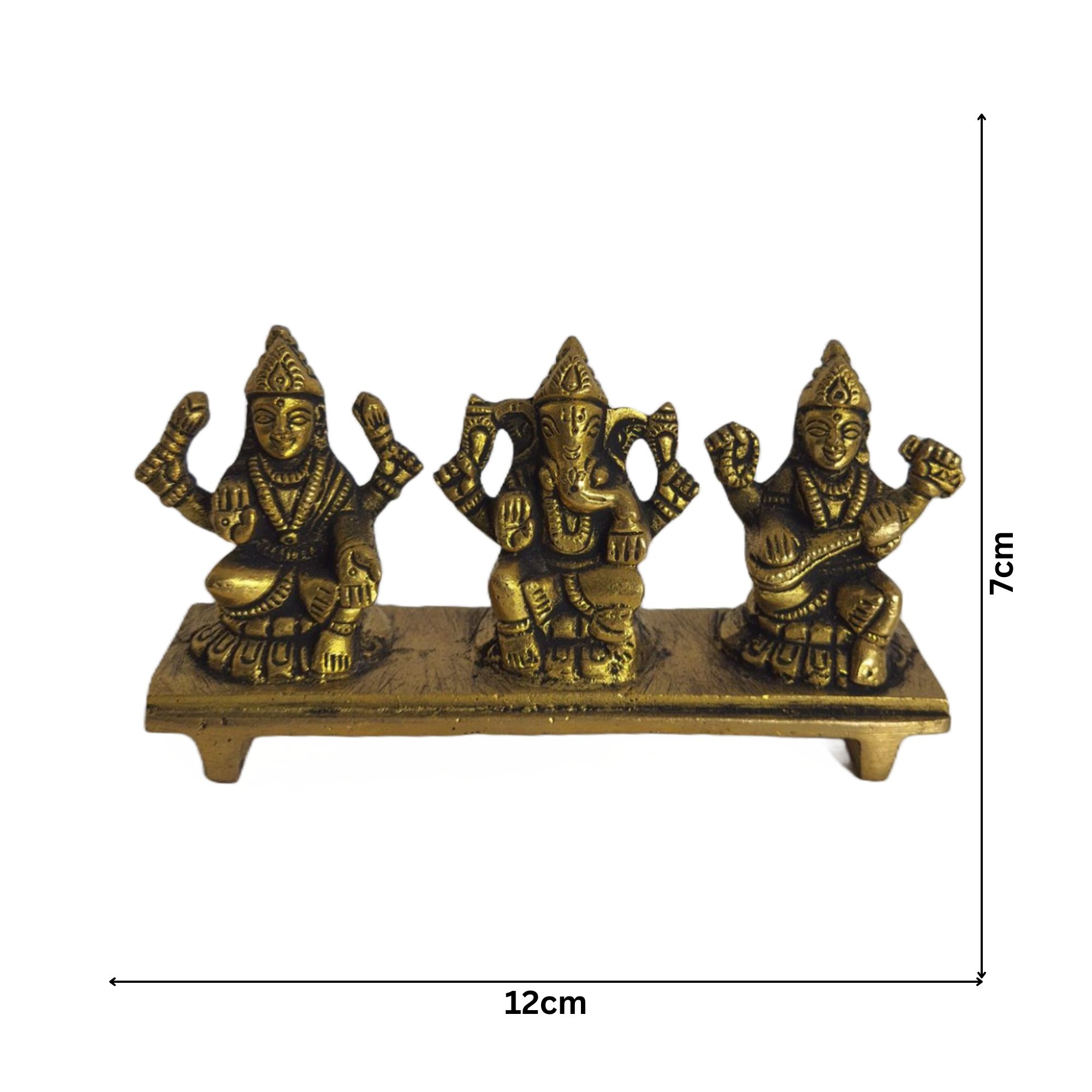 Brass Antique Ganapathi Lakshmi Saraswathi Devi Idols Stand