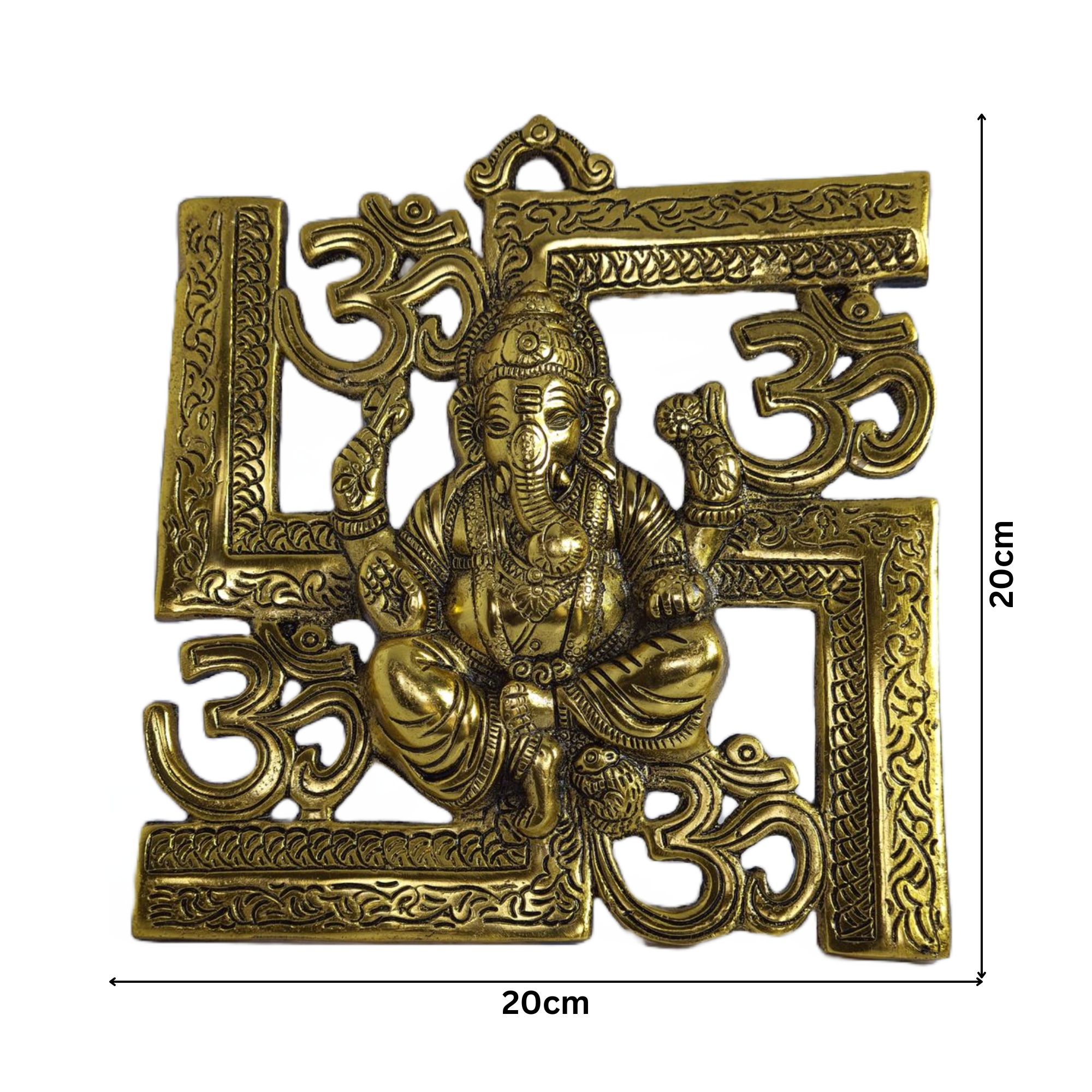 Aluminium Wall Hanging Swastik Ganapathi Gold
