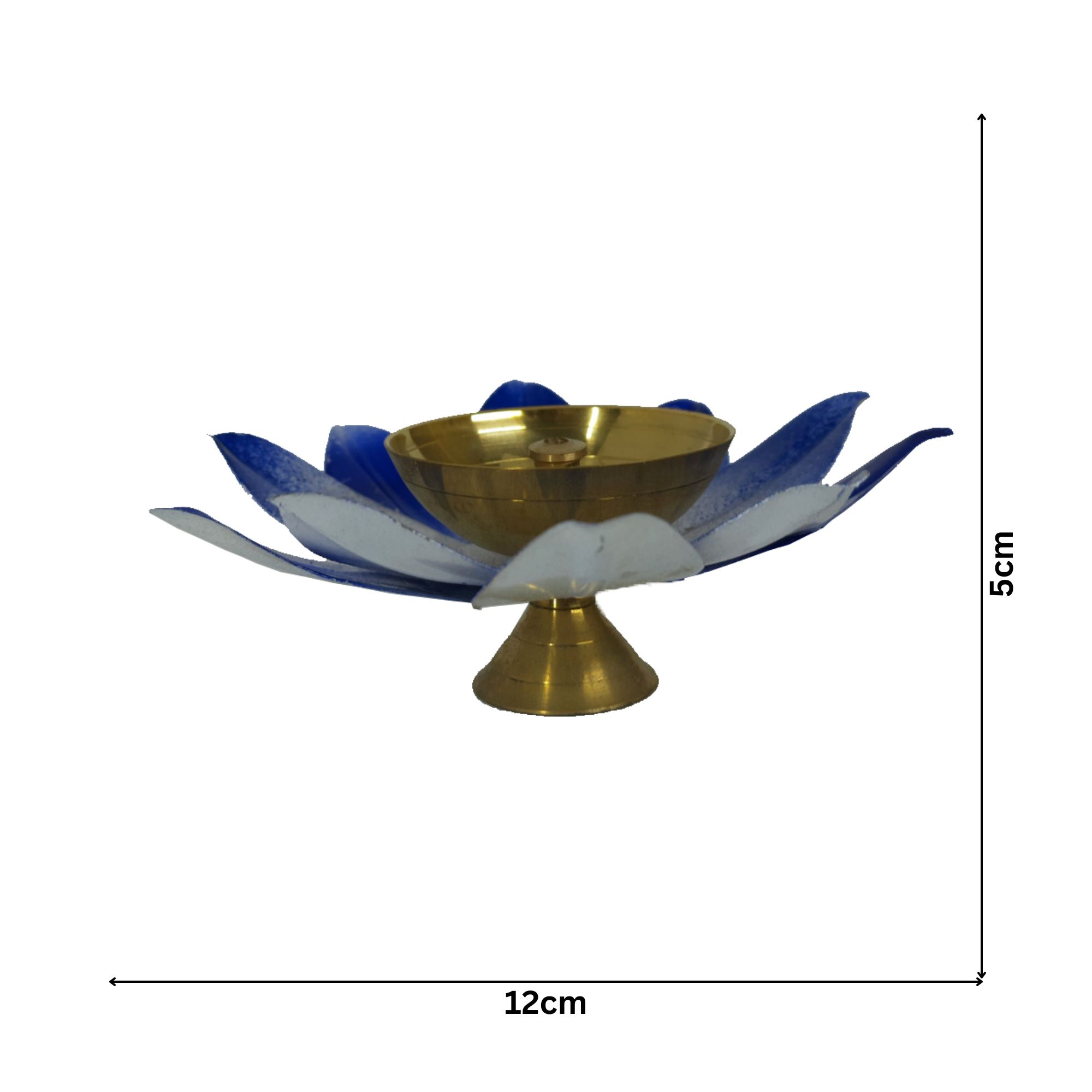 Brass Lotus Diya Blue Big
