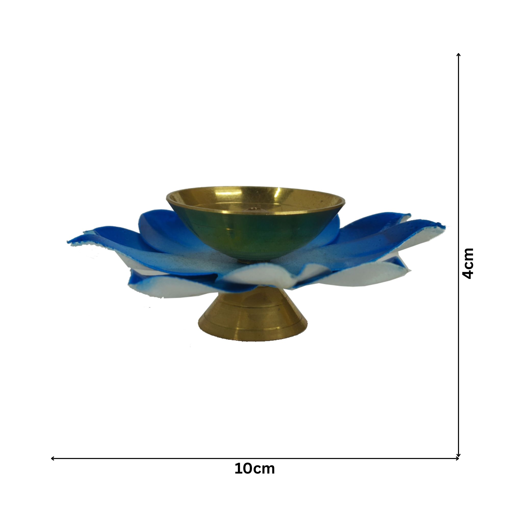 Brass Lotus Diya Skyblue Medium