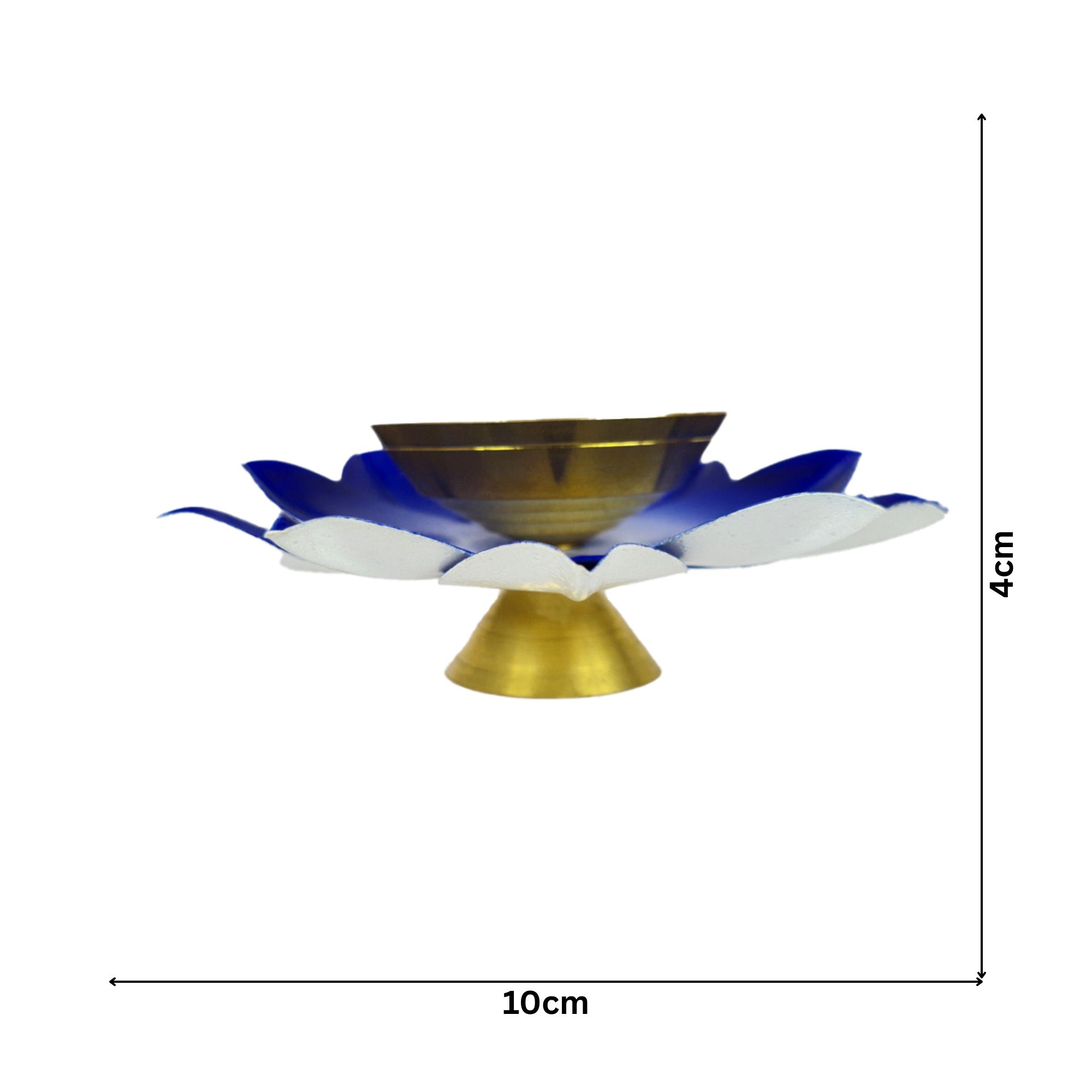 Brass Lotus Diya Blue Medium