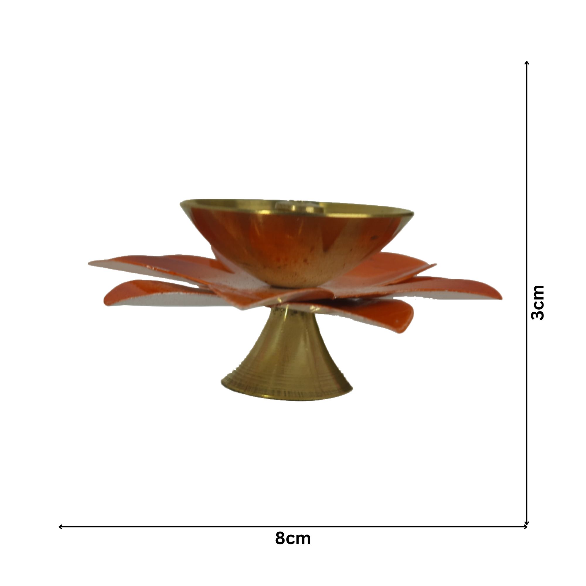 Brass Lotus Diya Orange Small