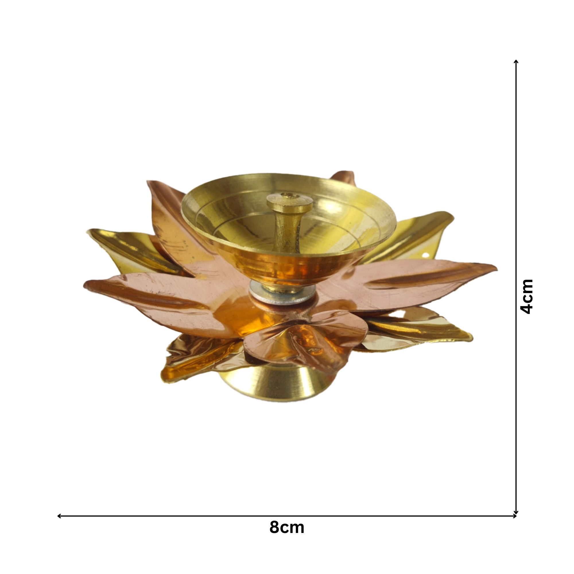 Brass And Copper Petals Lotus Diyas Small