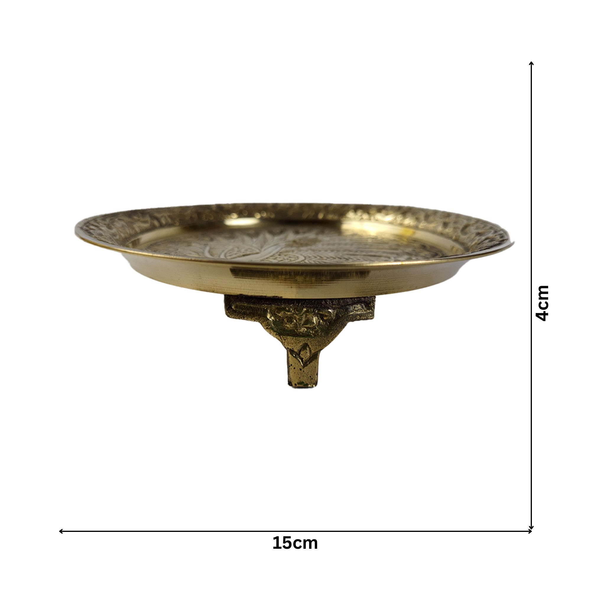 Brass Mukali Plain Peacock Design 15cm Plate