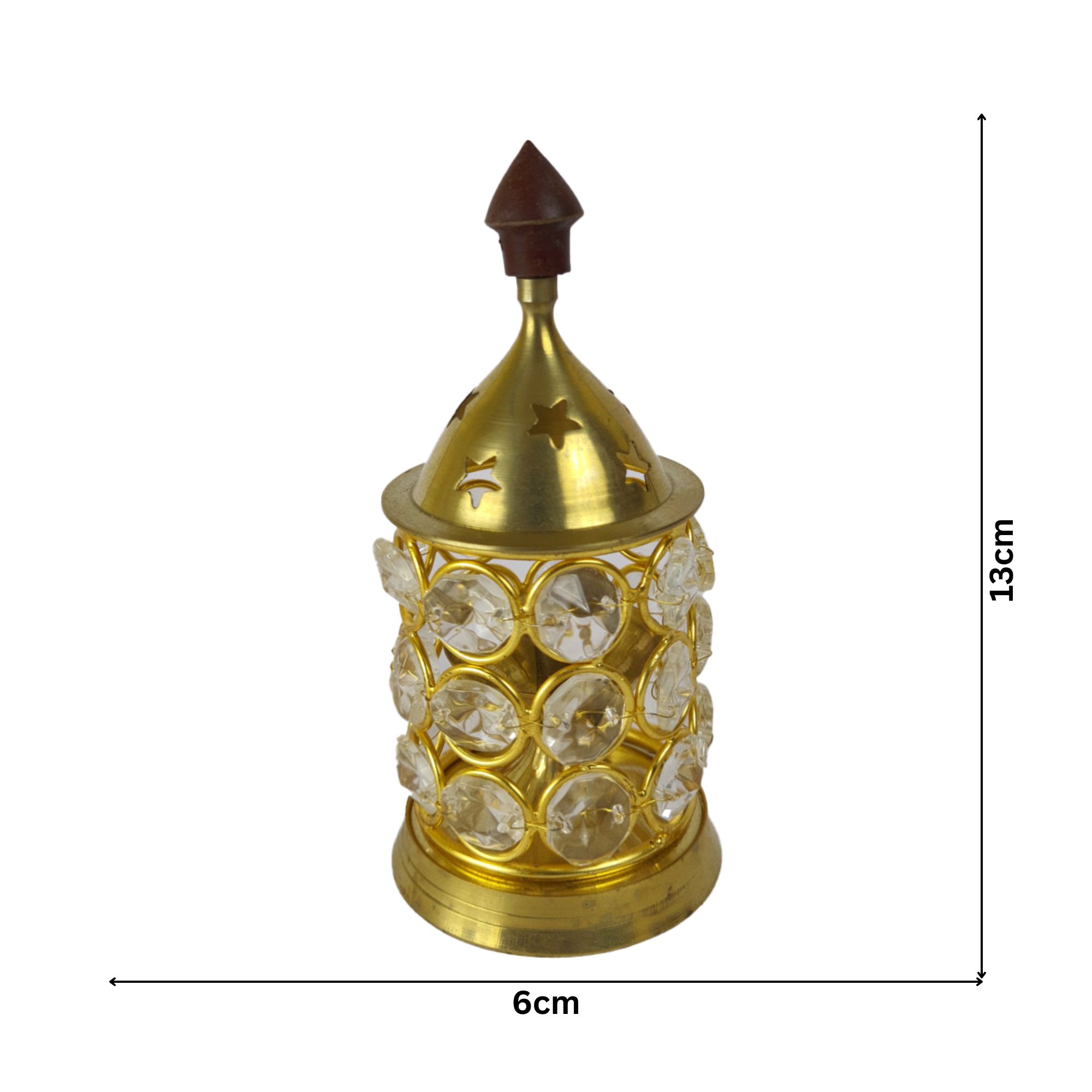 Brass Cylindrical Crystal Decorative Diya