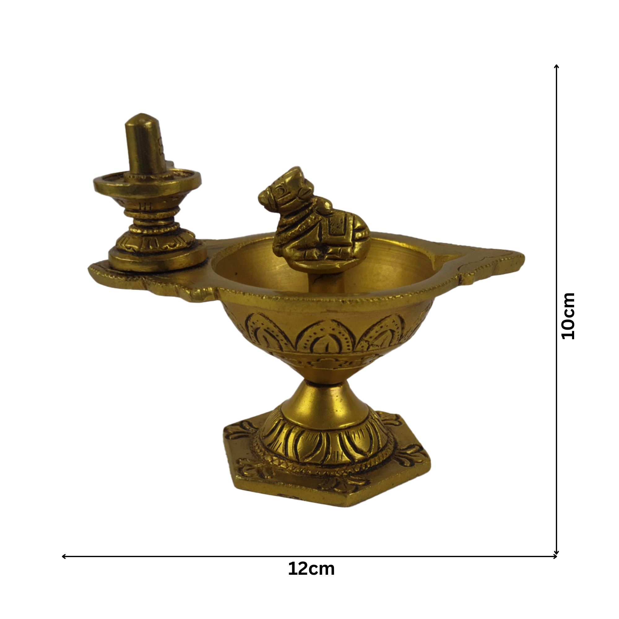 Brass Antique Sivaling And Nandi Diya