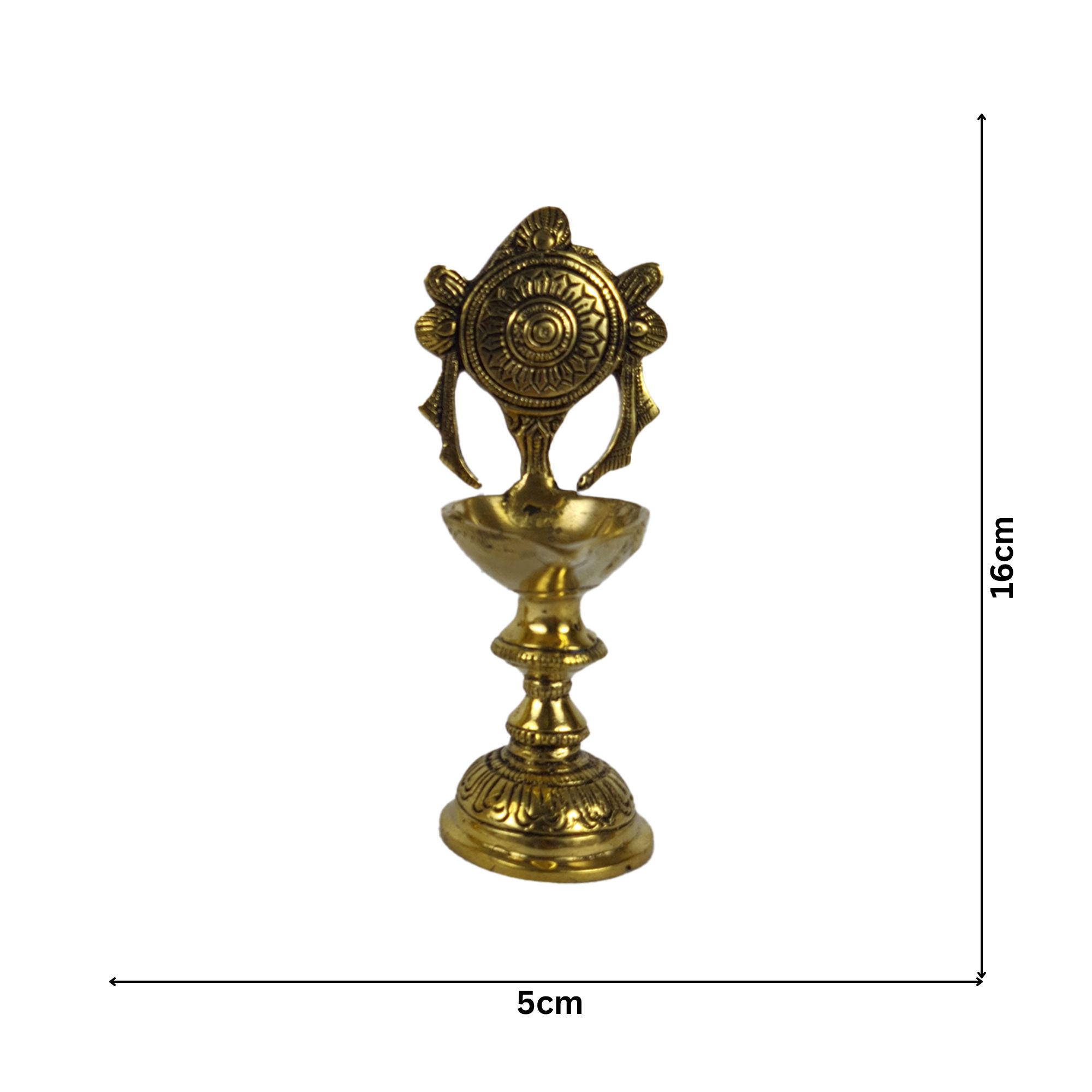 Brass Antique Shankhu Chakra Diyas Long (1 pair)