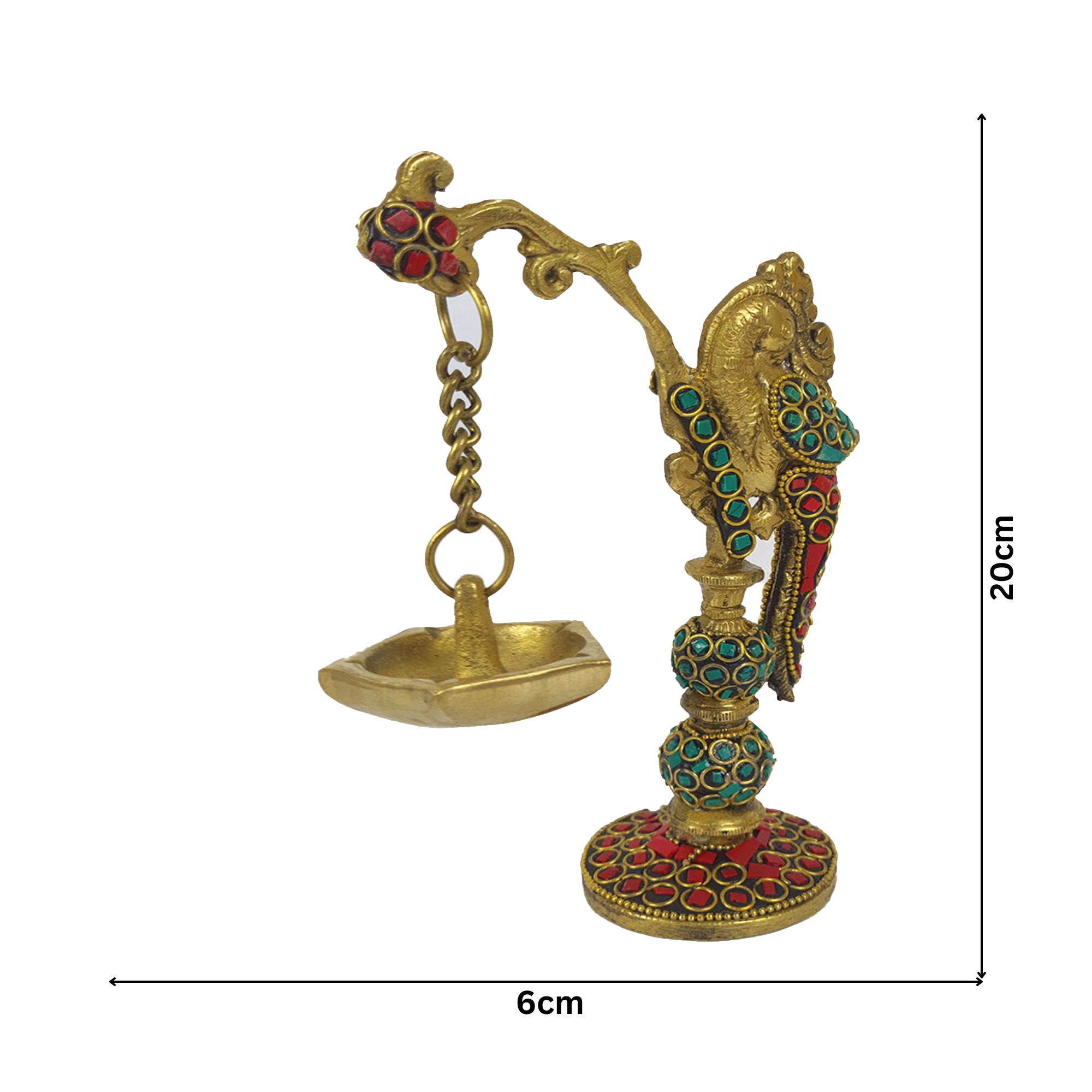 Brass Peacock Hanging Stone Work Diyas (1 pair)