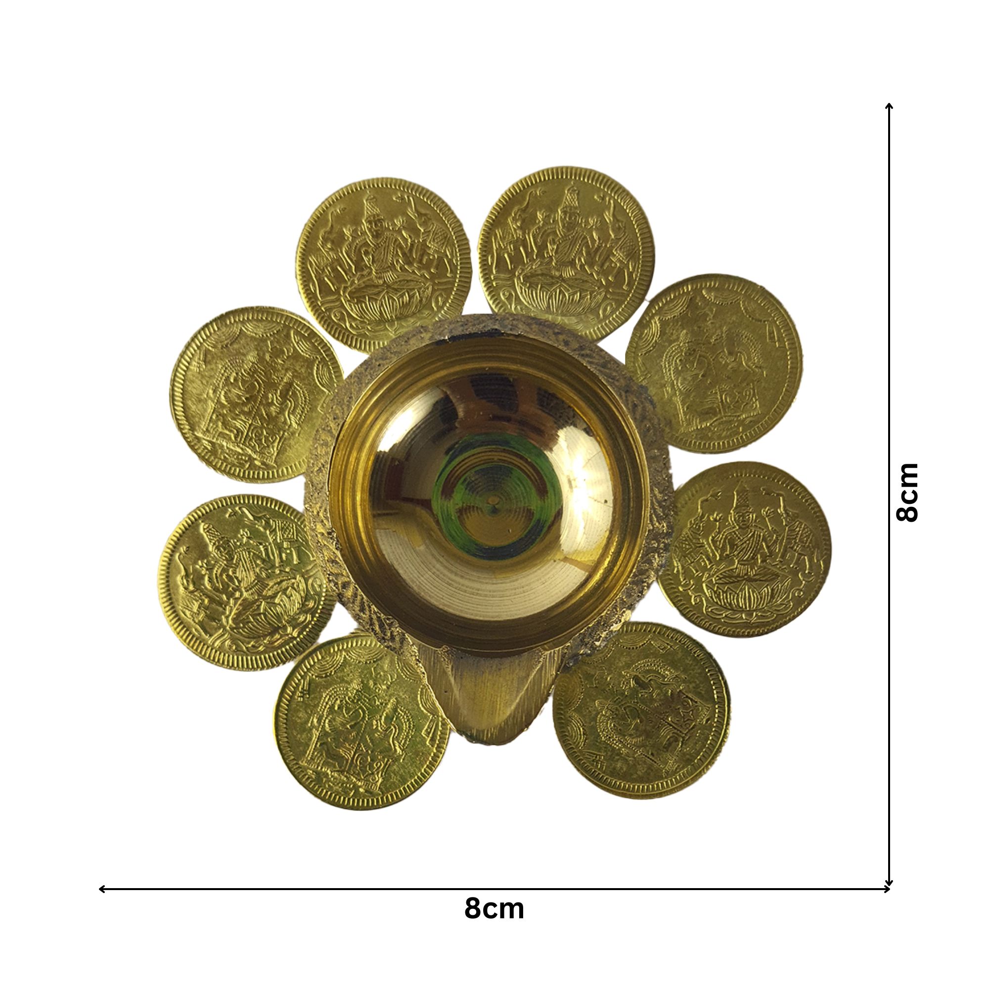 Brass Kubhera Asta Lakshmi Coin Diyas (1 pair)