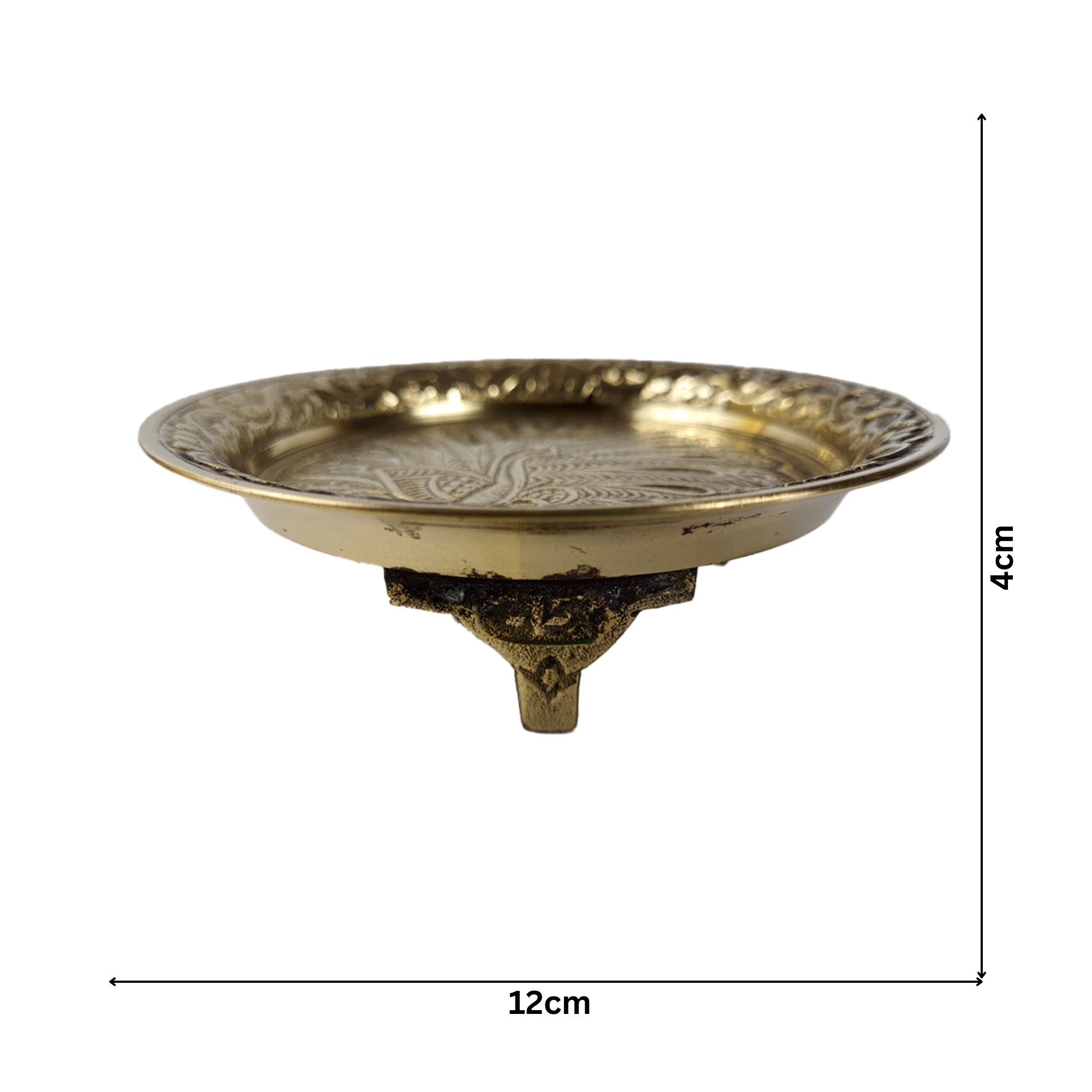 Brass Mulkali Plain Peacock Design 12cm Plate