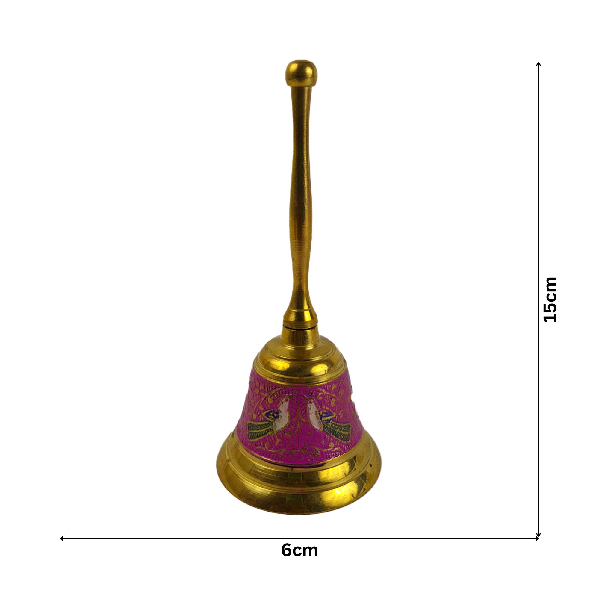 Brass Bell Pink Design With Brass Handle
