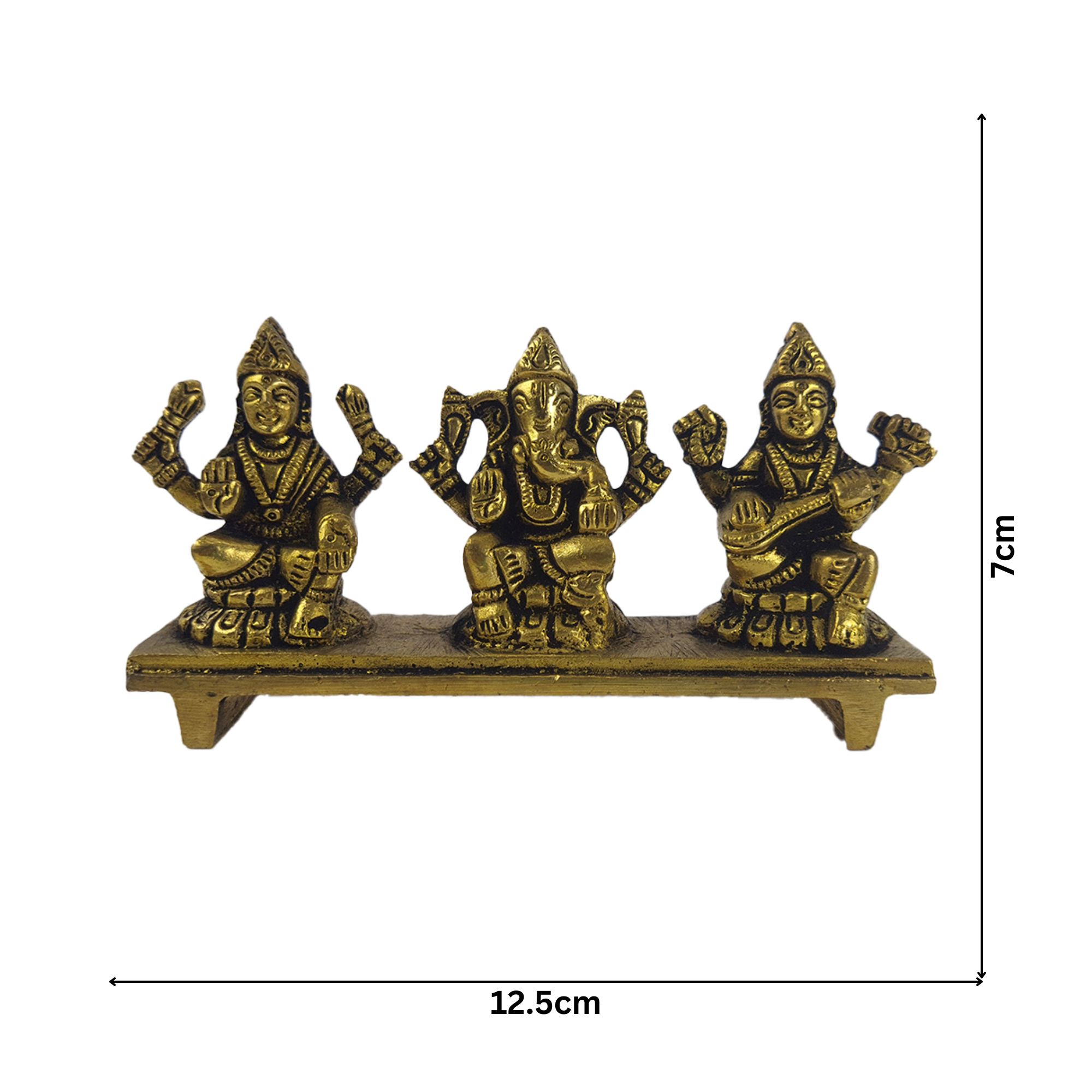 Brass Antique Ganapathi Saraswathi Lakshmi Devi Idol Stand