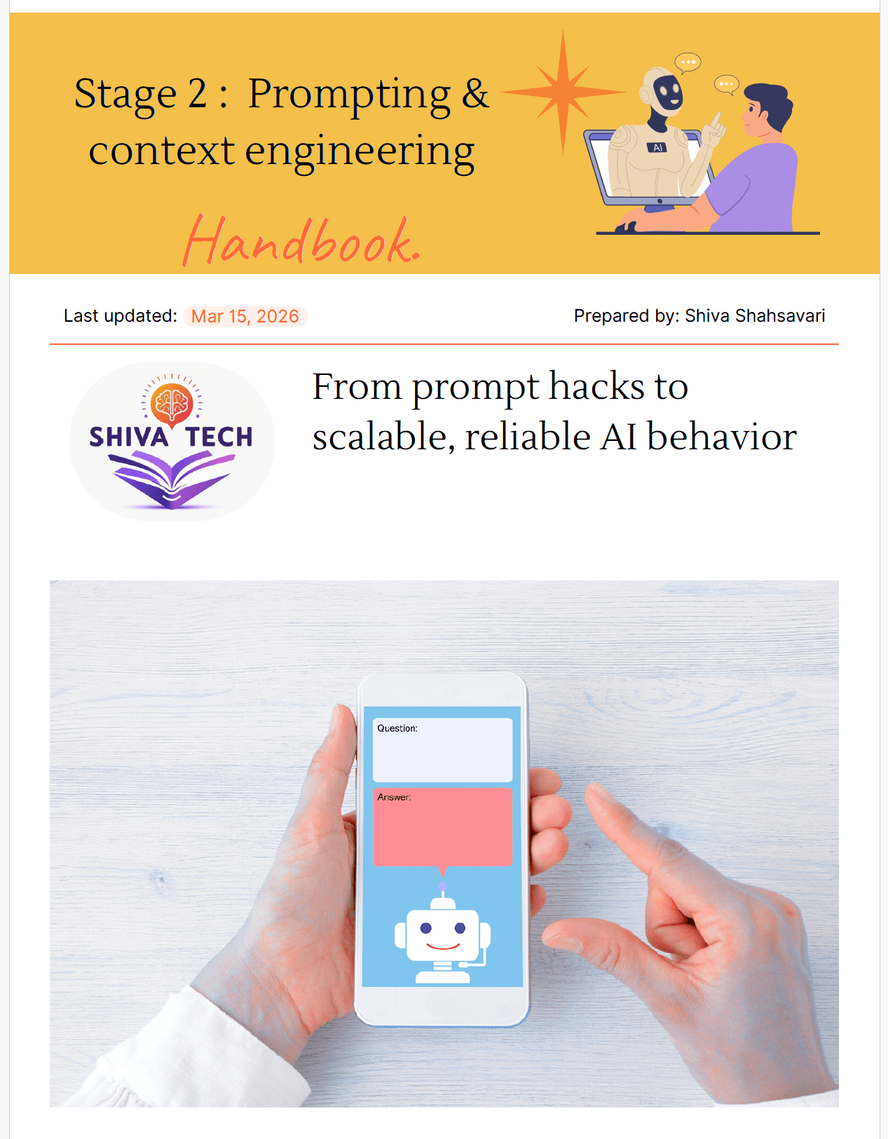 Stage 2 Handbook: Prompting & Context Engineering