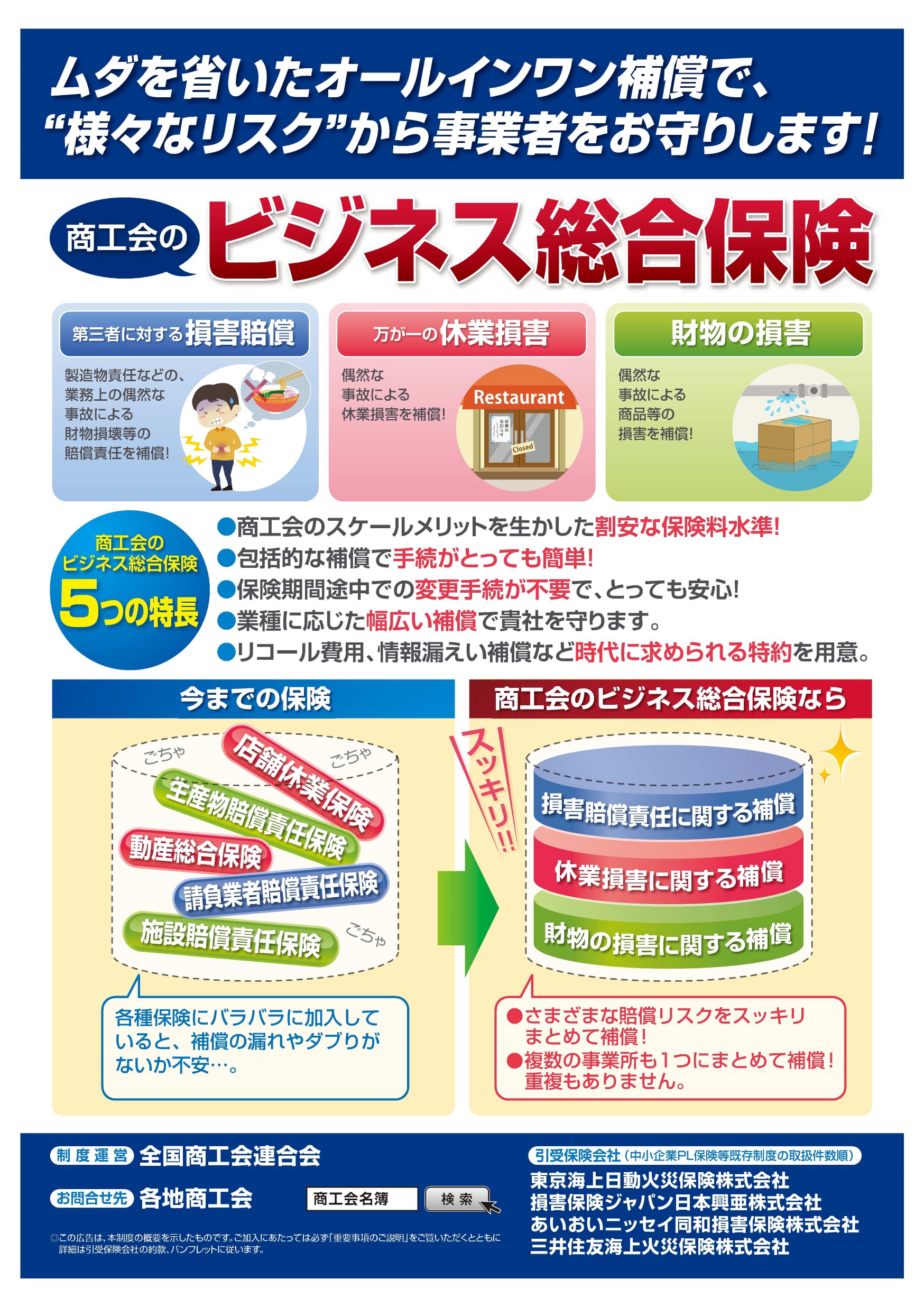 安心して事業を続けていくための保険（ビジネス総合保険）