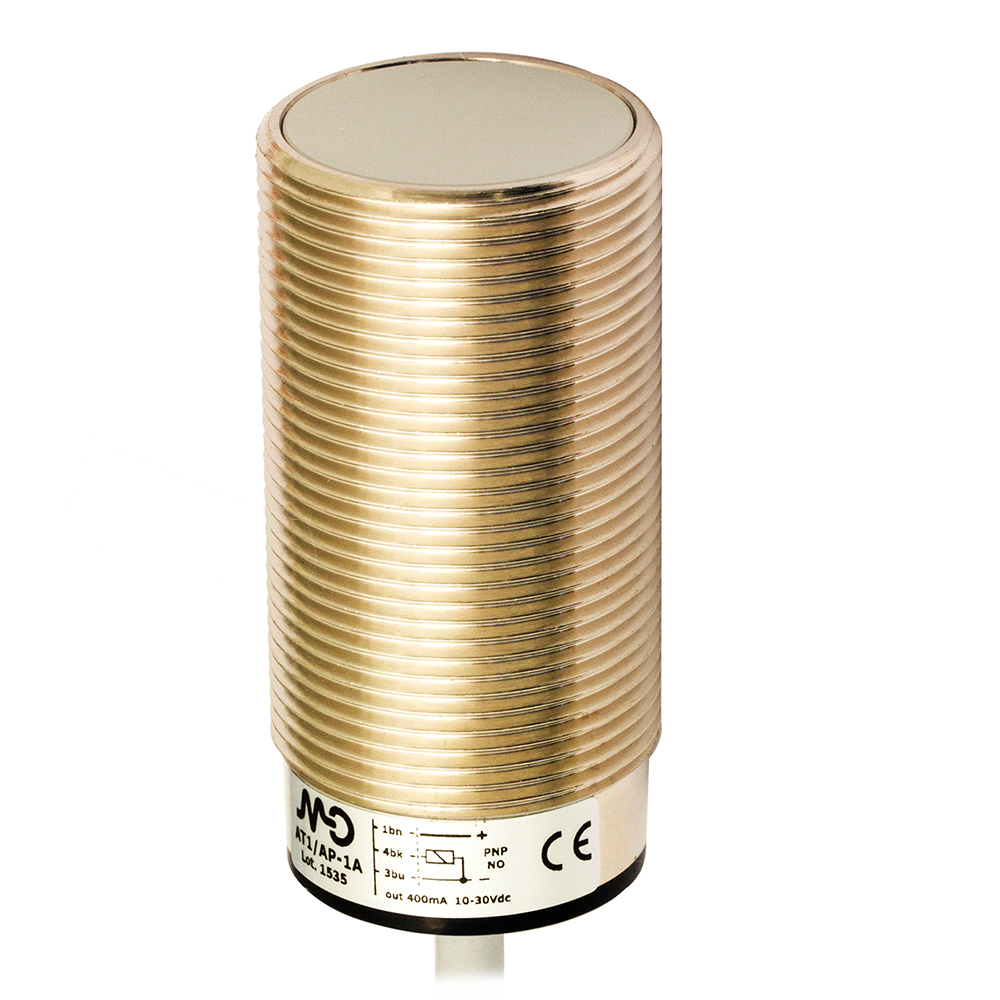 Індуктивний датчик M30, Sn=15mm, 2-х провідний, NO, кабель 2m, AT1/A0-3A M.D. Micro Detectors