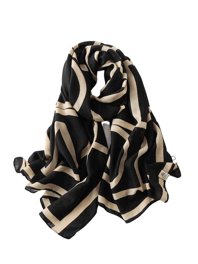 Hijab Premium | Viscose Noir & Beige