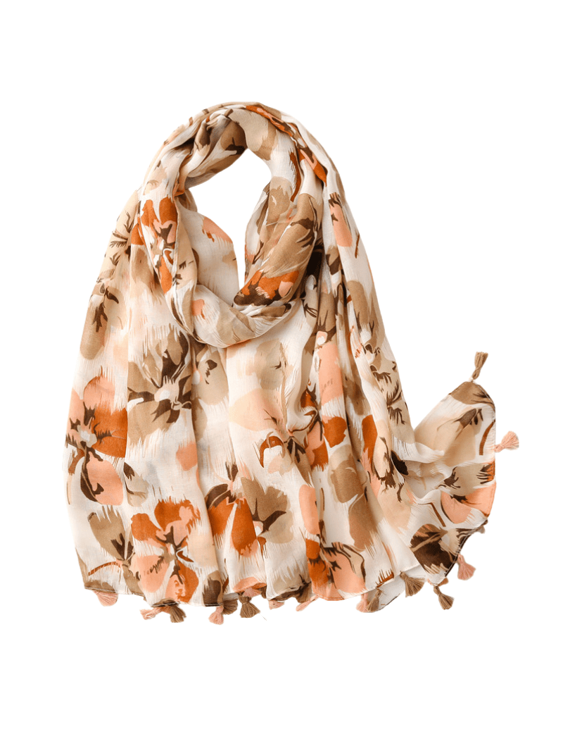 Hijab Premium | Floral Cotton Beige