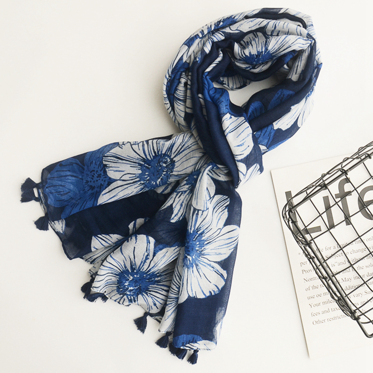 Hijab Standard | Floral Bleu