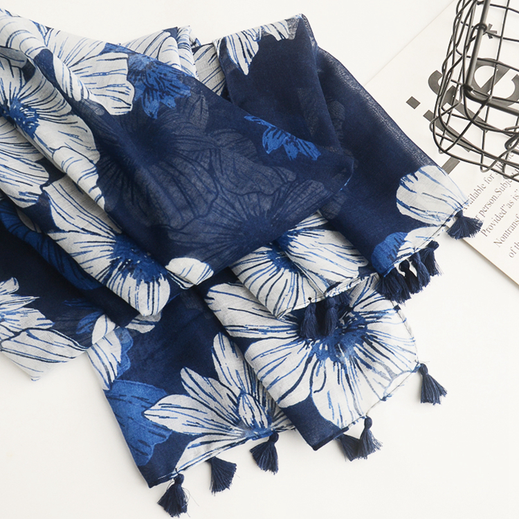 Hijab Standard | Floral Bleu