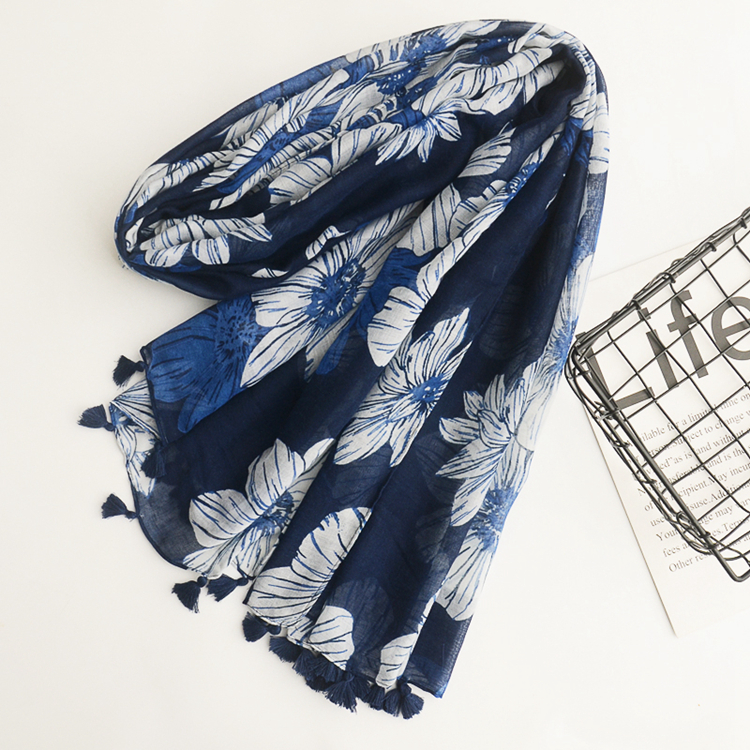Hijab Standard | Floral Bleu