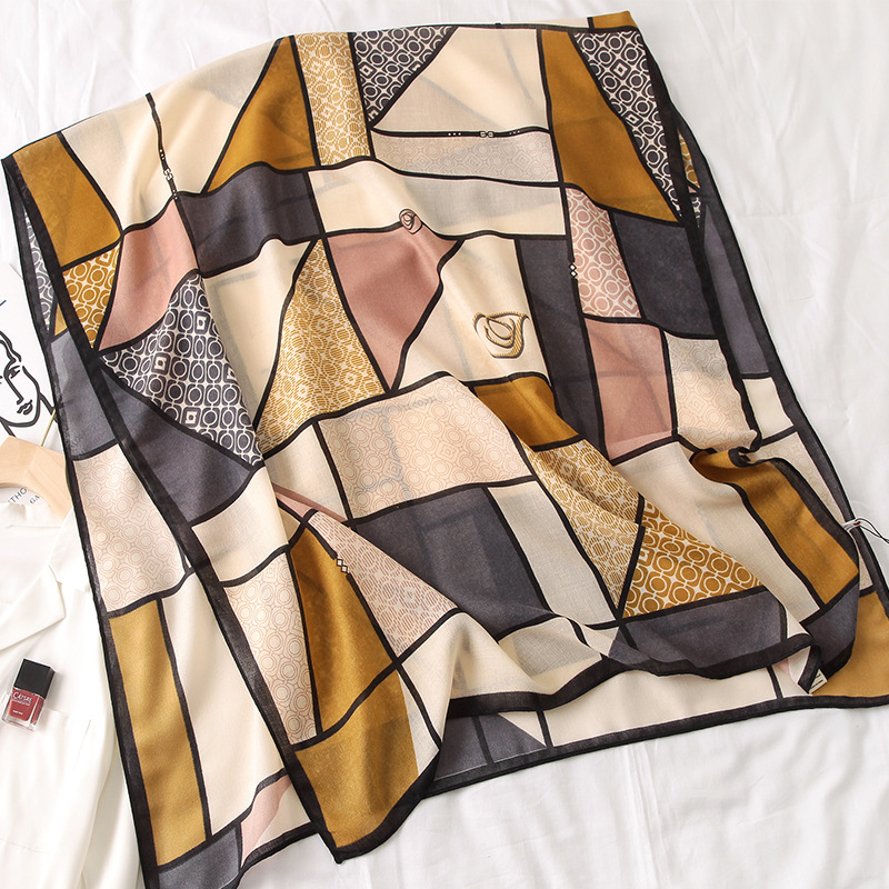 Hijab Premium | Viscose Géométrique Beige