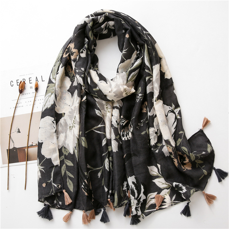 Hijab Premium | Floral Noir