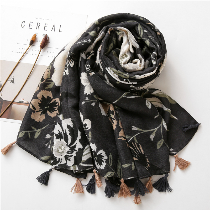 Hijab Premium | Floral Noir
