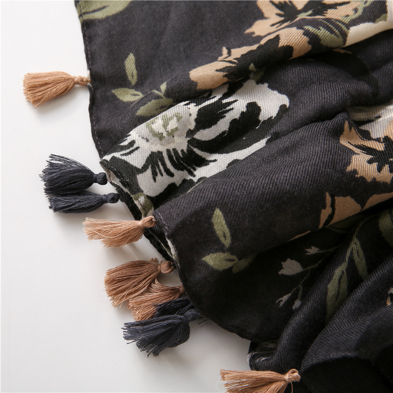 Hijab Premium | Floral Noir