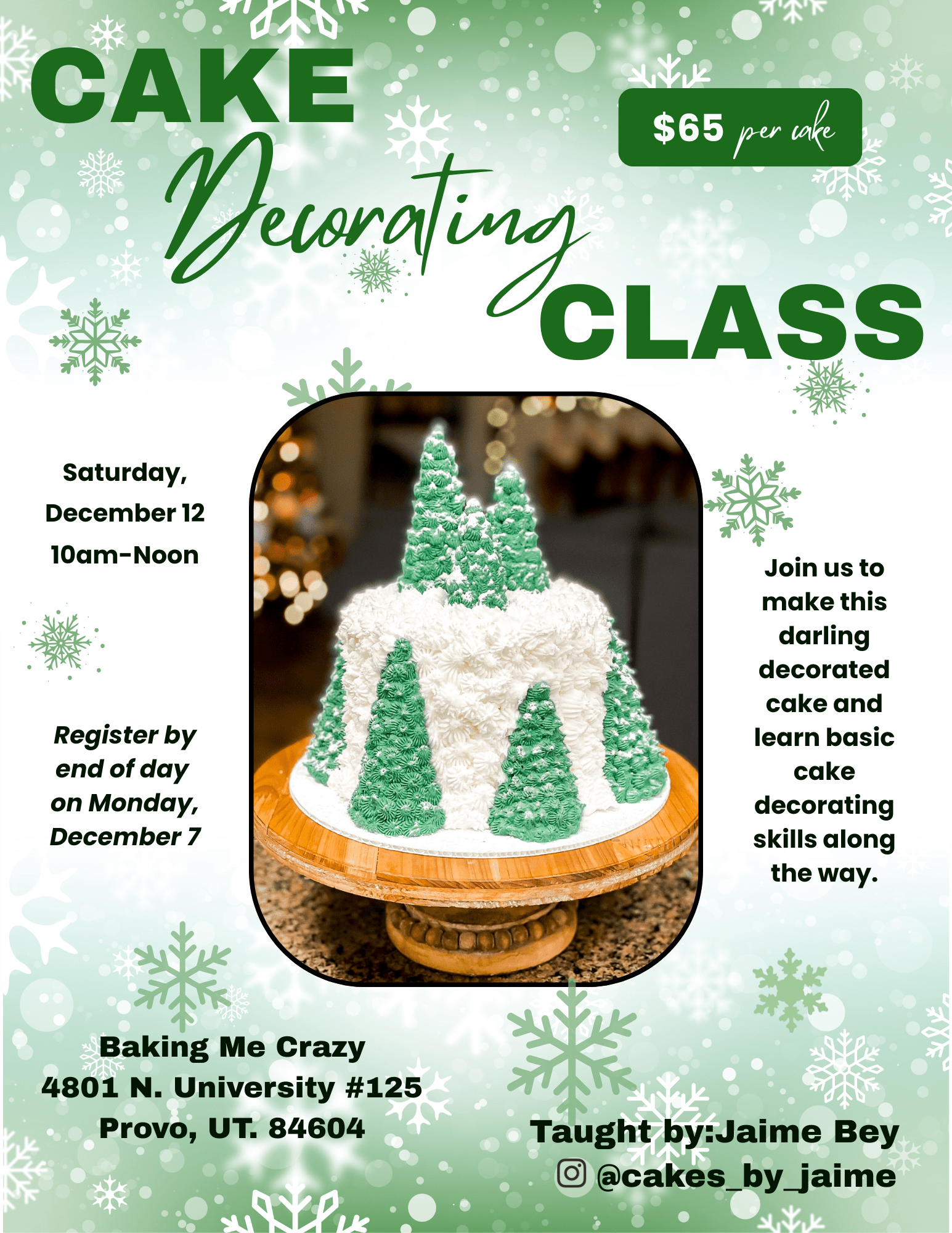December Cake Decorating Class