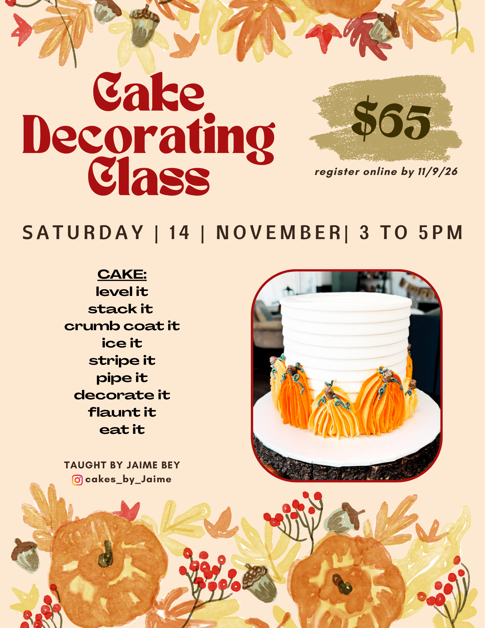 November Cake Decorating Class