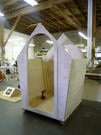 A full-size garden shed in progress