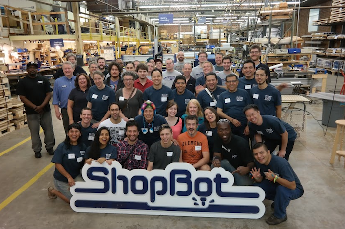 International Fab Lab managers and ShopBot employees gathered on the ShopBot production floor