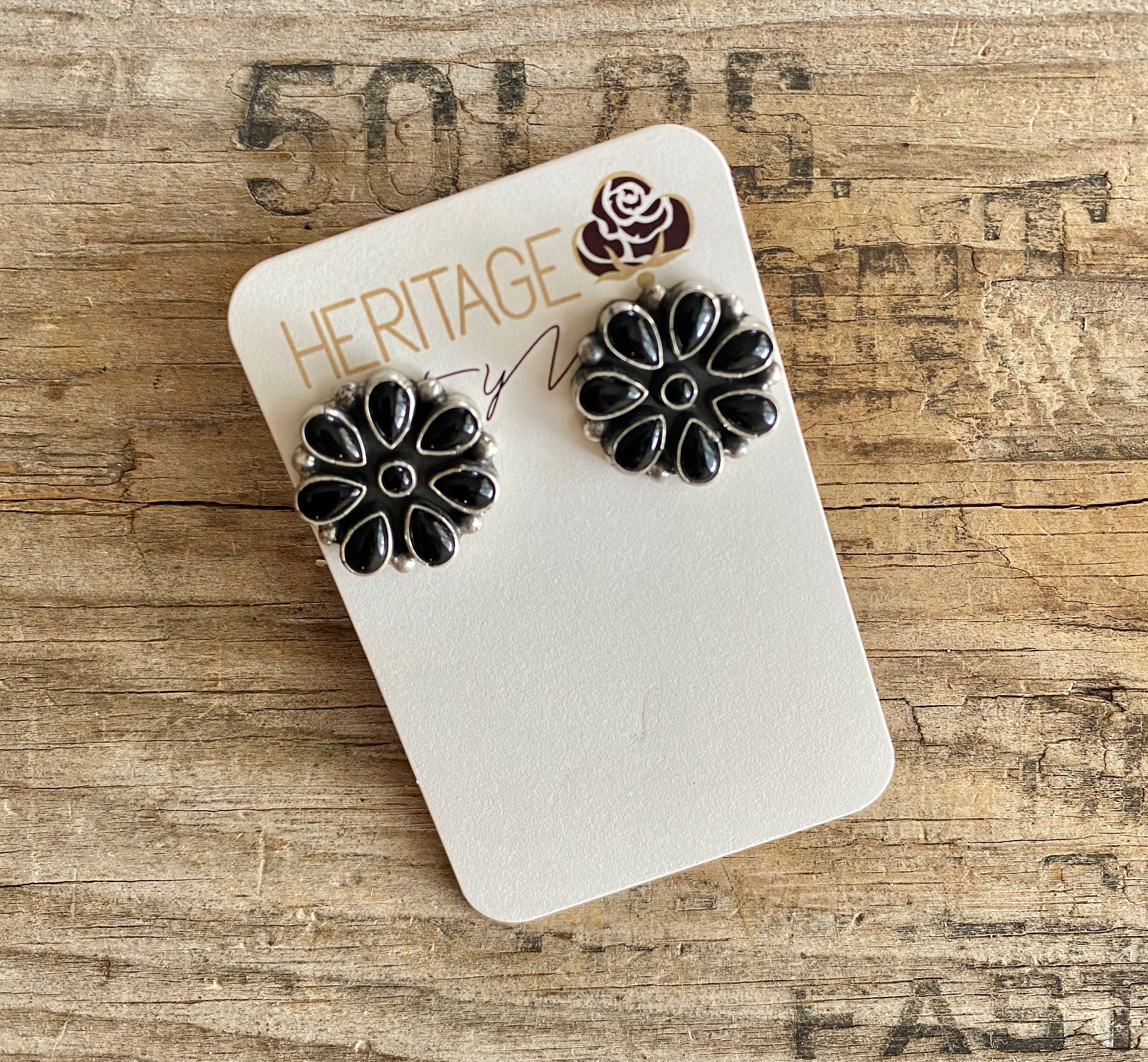 Black Onyx Cluster Studs