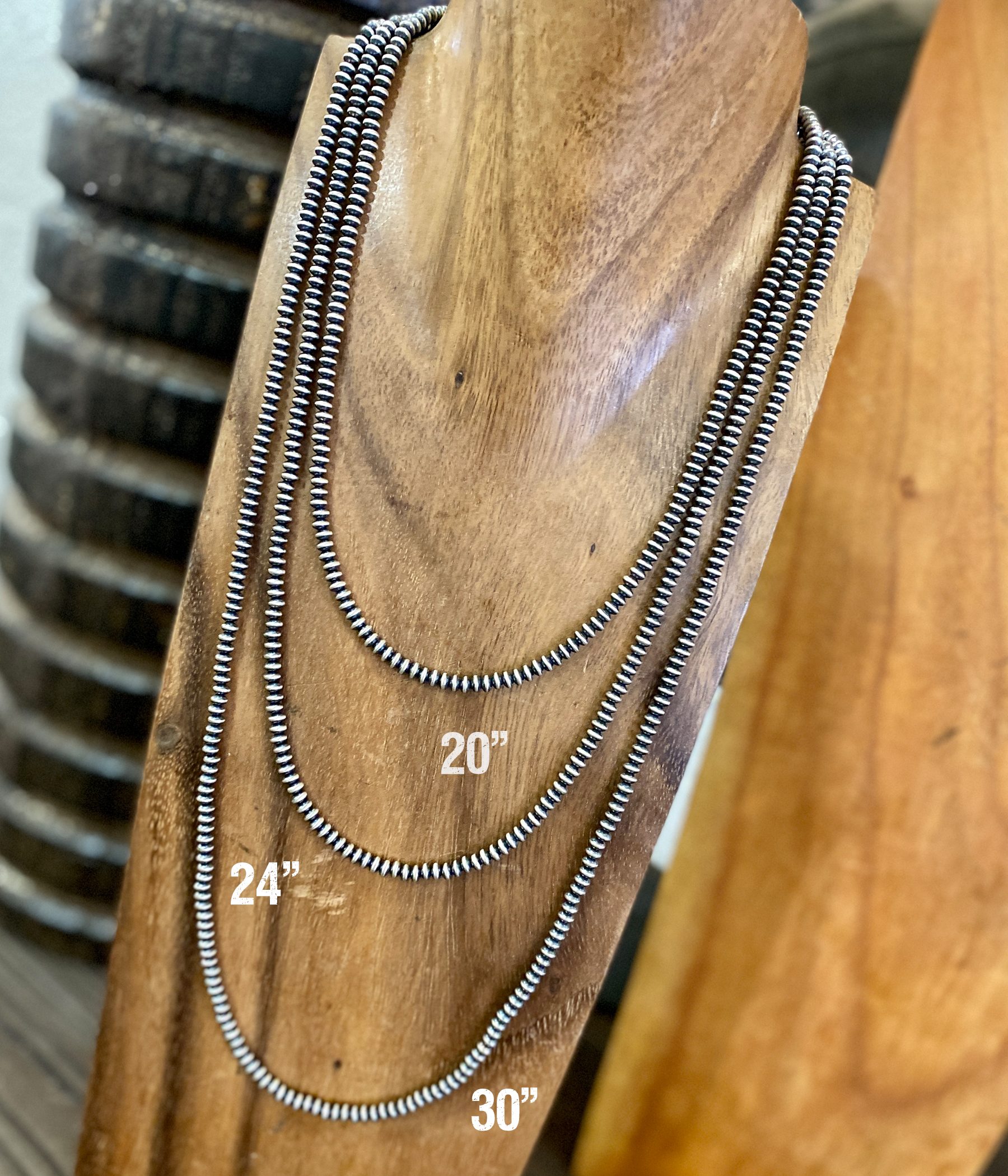 20″- 30″ 5mm Saucer Navajo Pearls