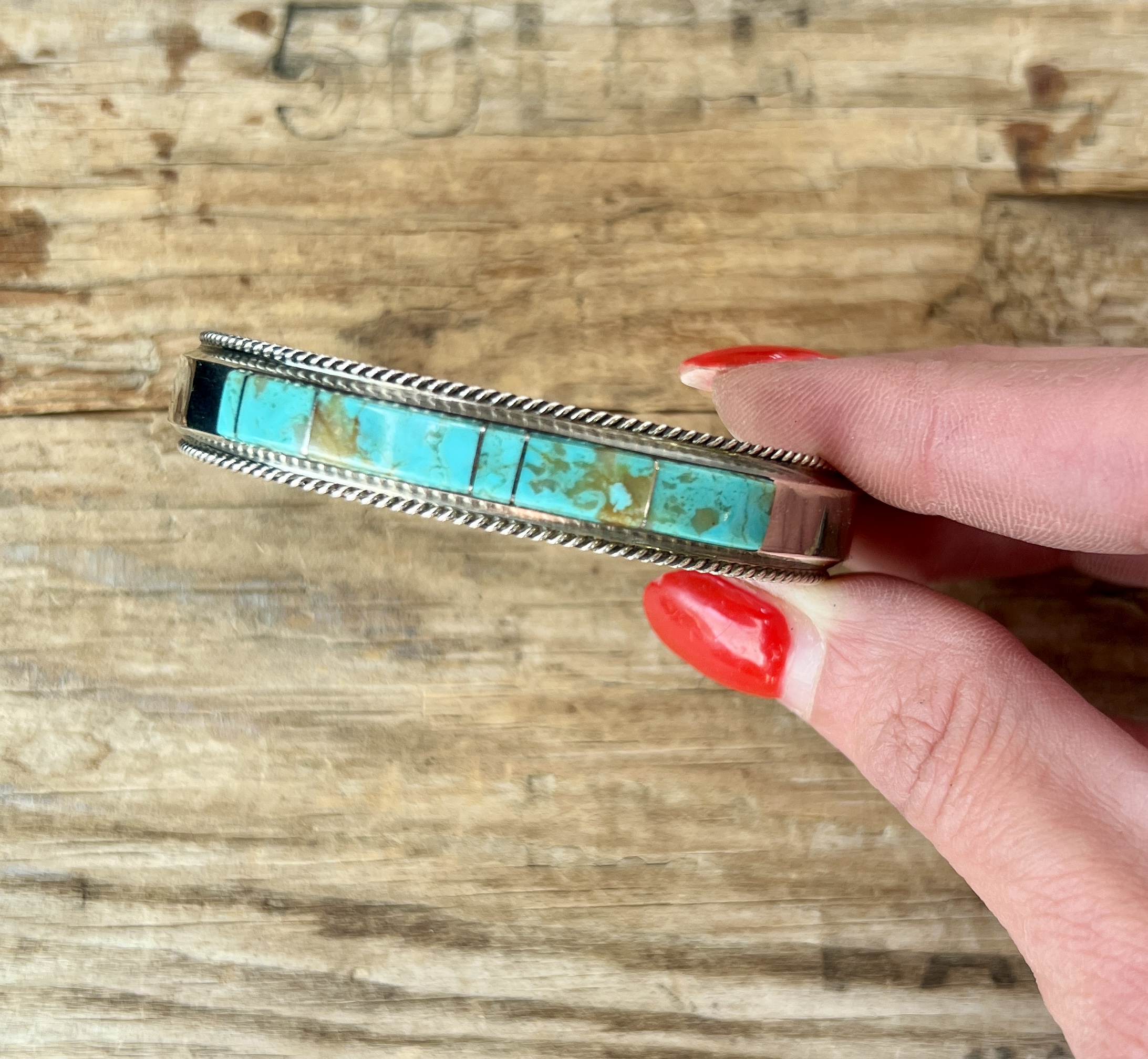 Heavy Turquoise Inlay Cuff