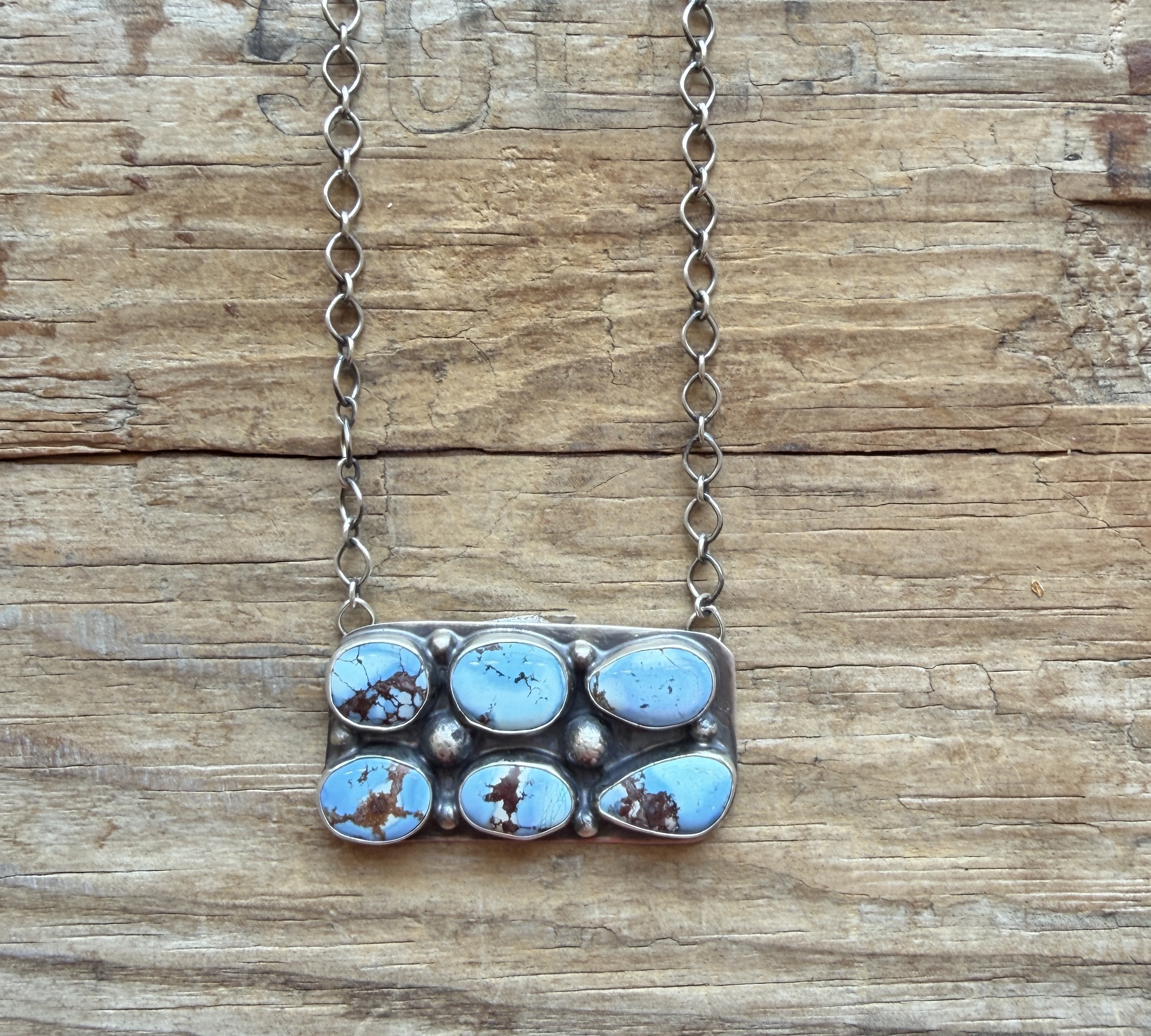 6 Stone Golden Hill Turquoise Plate Pendant Necklace