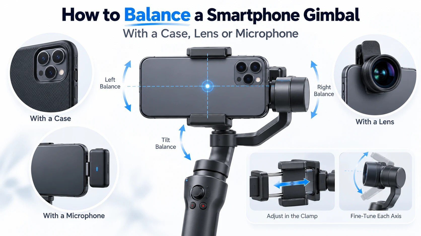 How to balance a smartphone gimbal with a case, lens or microphone