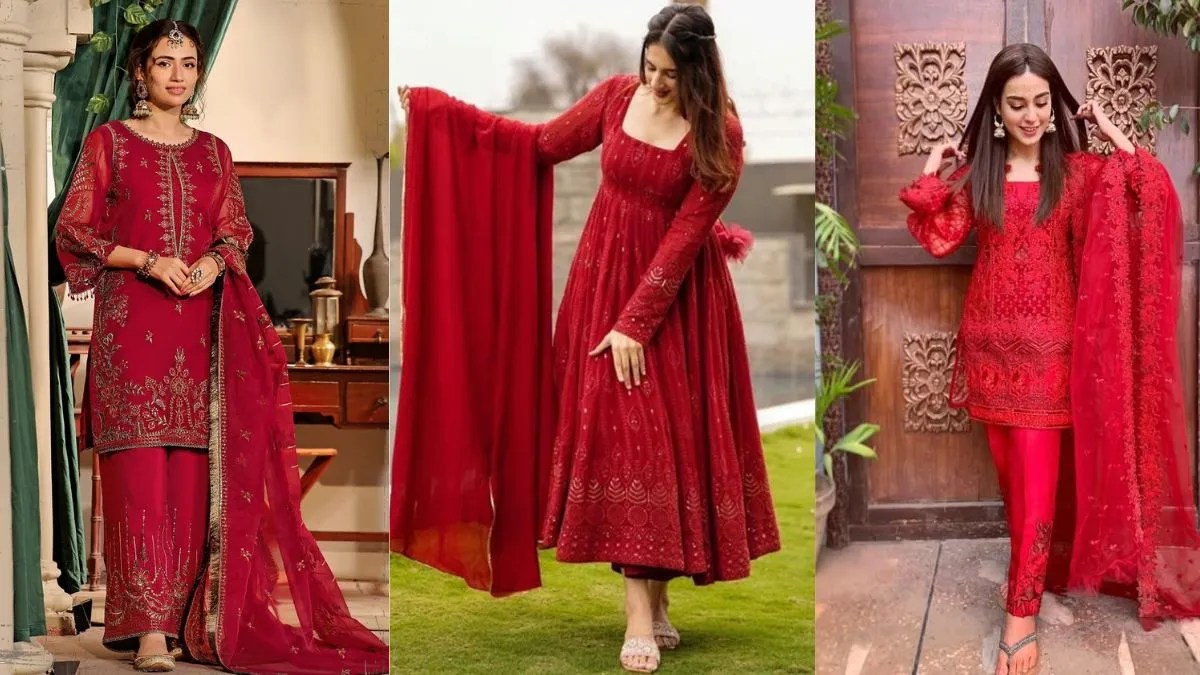 latest red color suit designs