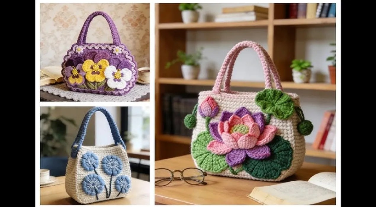 Handmade Crochet Flower Bag