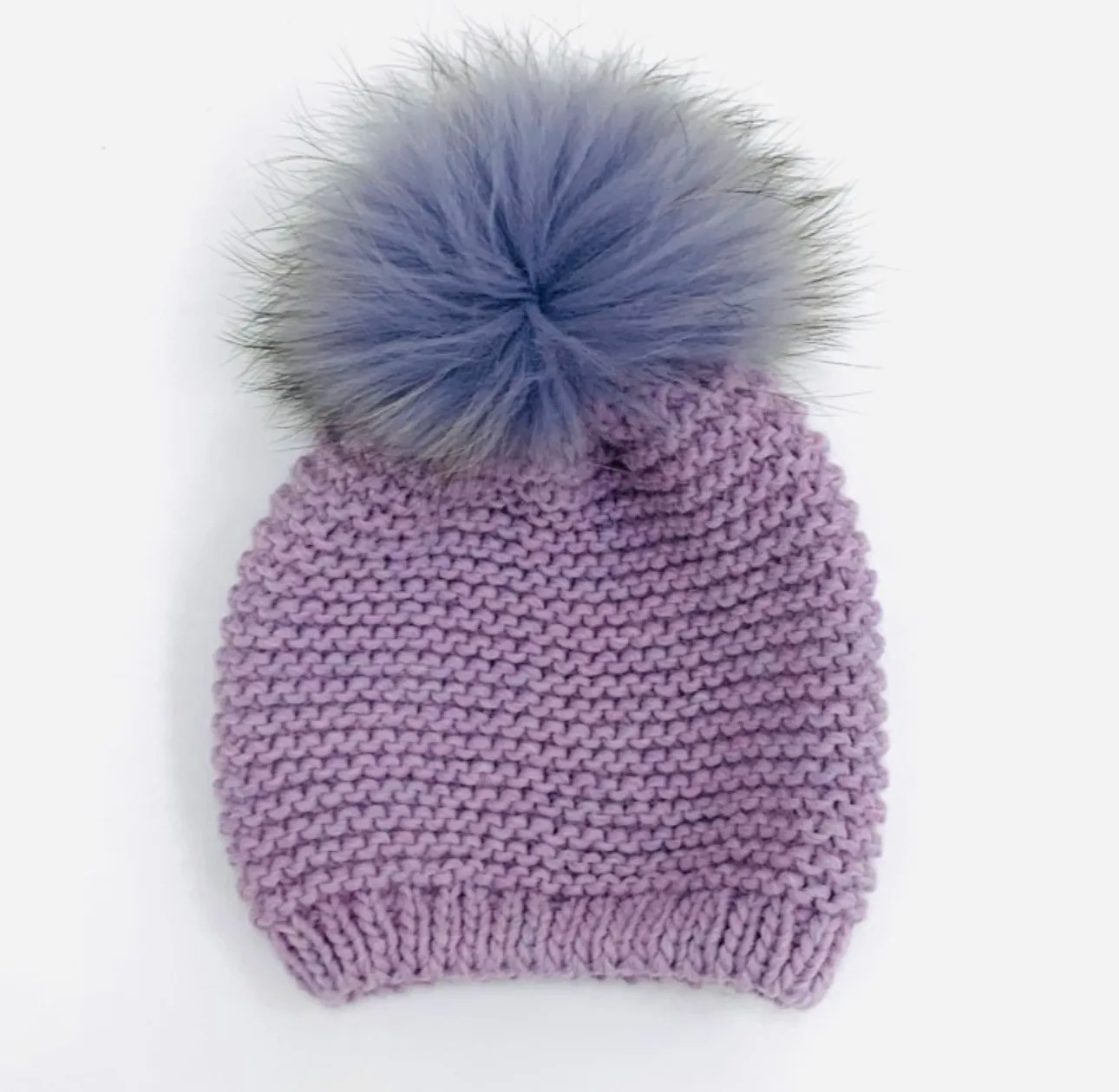 bonnet, mauve, fourrure, pompon