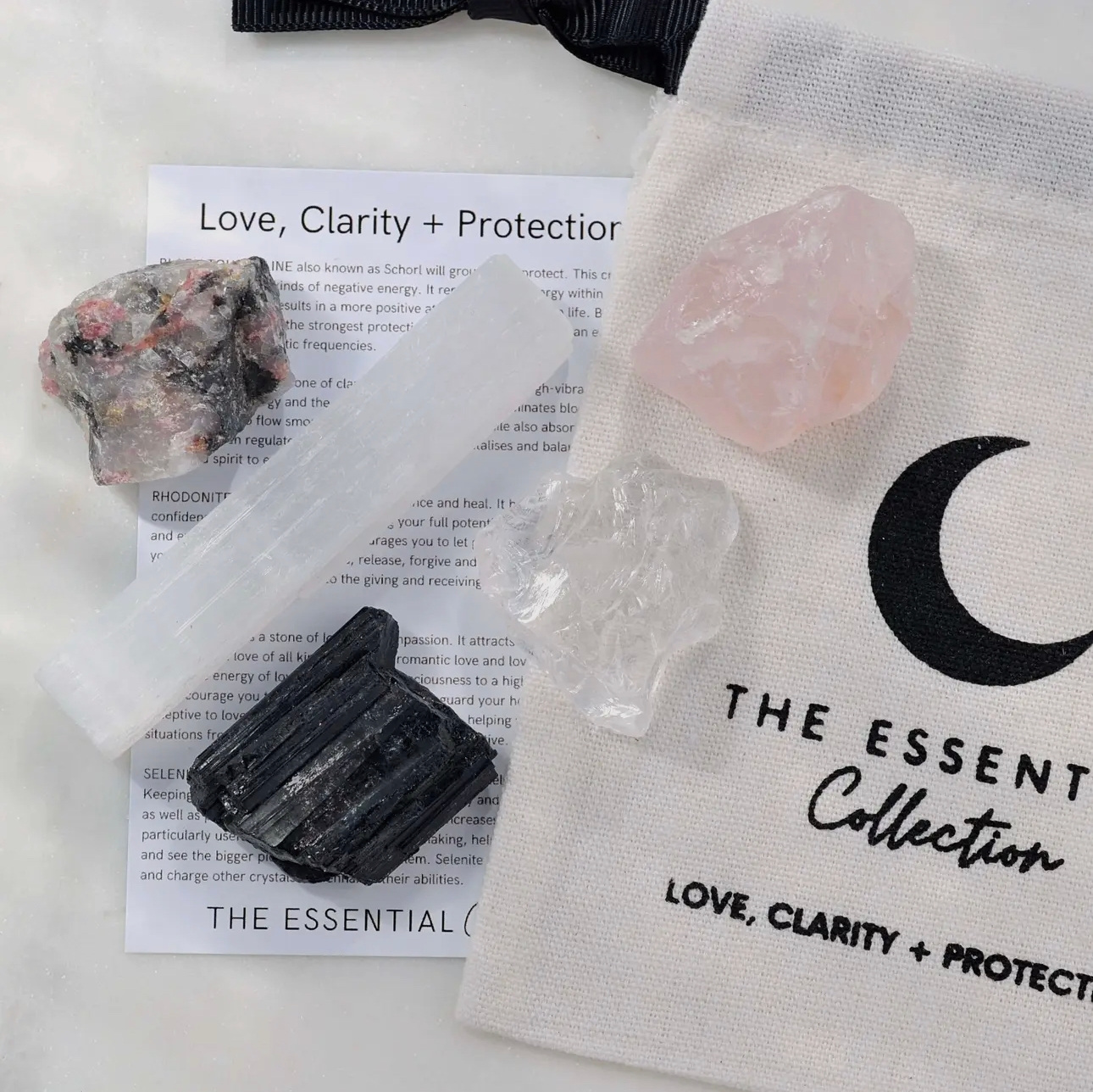 Clarté, protection, amour, kit, pierres