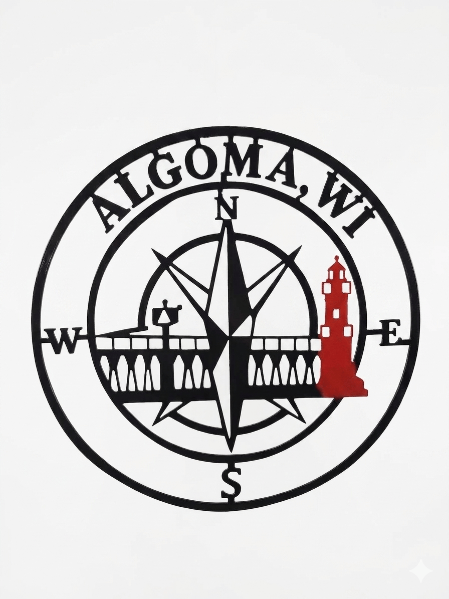 Algoma Lighthouse & Catwalk Compass Rose Wall Hanging