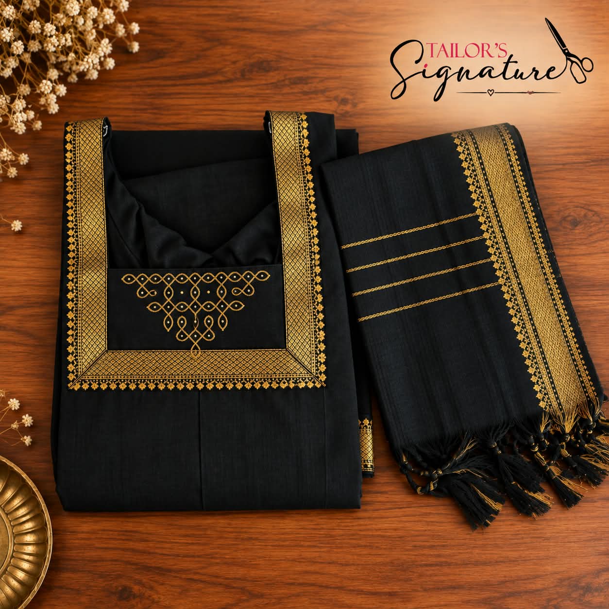 Women’s stylish kurti set with matching bottom, elegant ethnic wear outfit.