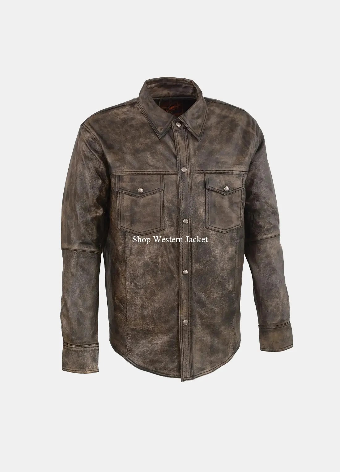Vintage Mens Grey Classic Western Cowhide Jacket