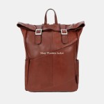 Dual-Access Chestnut Leather Backpack