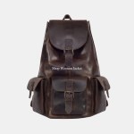 Vintage-Style Brown Leather Hiking Backpack