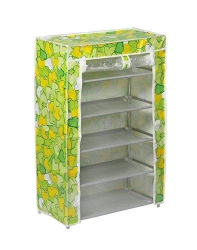 5 Layer Rack Light Weight Foldable Shoe Cabinet Storage Organizer for Home and Office (Green) Htc.lk