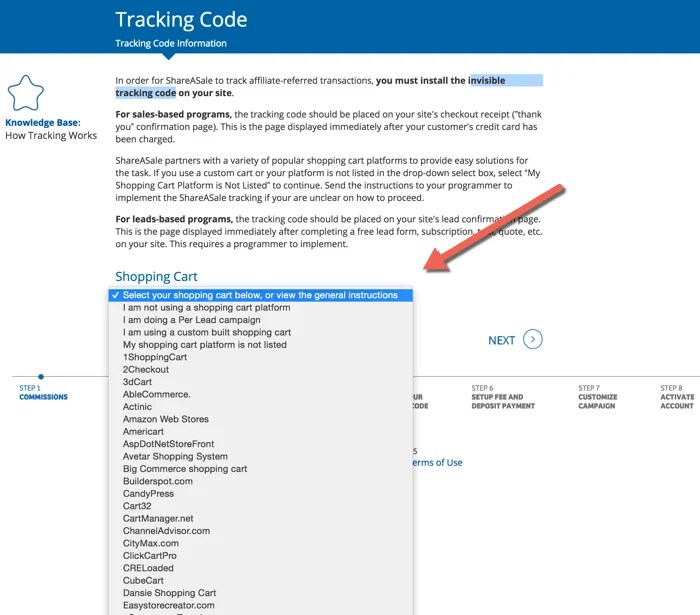 ShareASale Tracking code