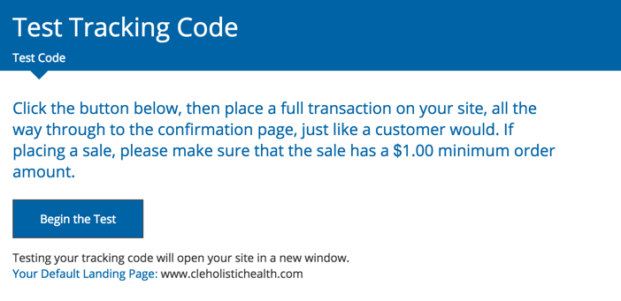 Test Tracking Code